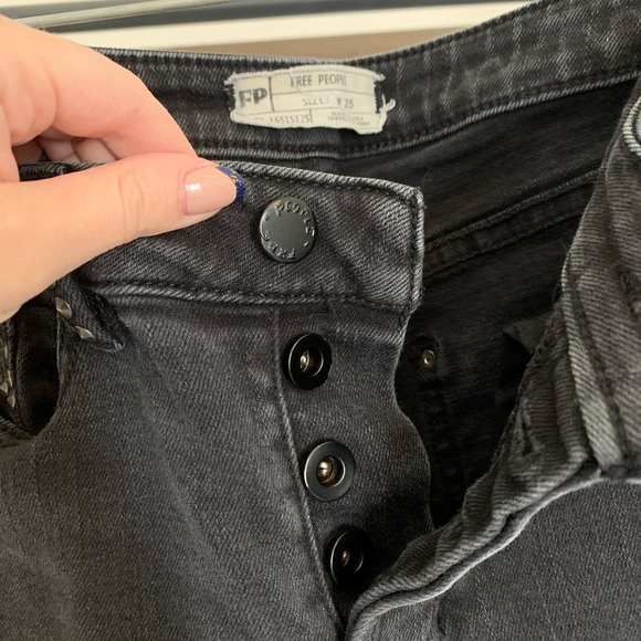 Free People Studded Distressed Black Skinny Jeans - Picture 2 of 6